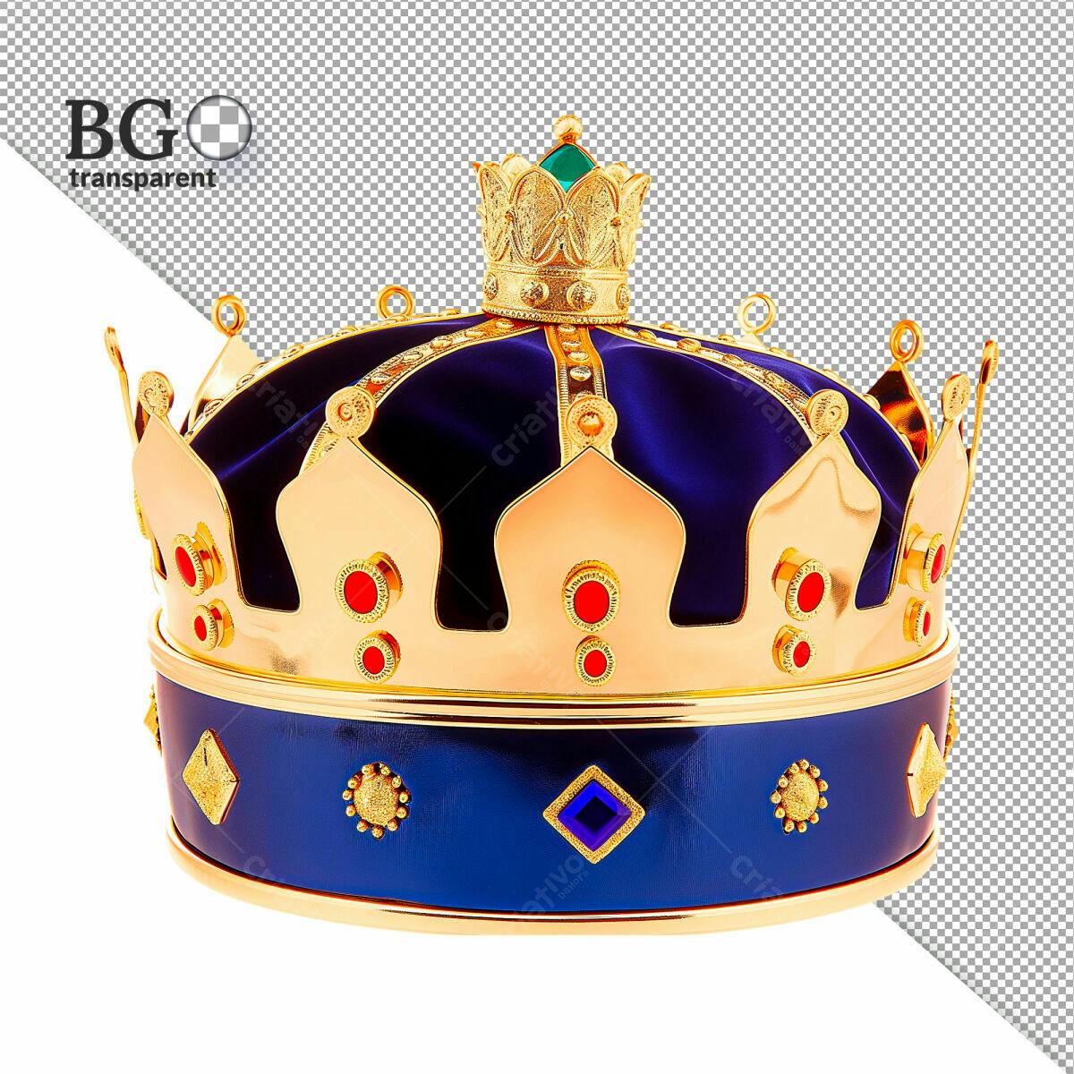 Coroa Real Azul e Dourada PSD Editável