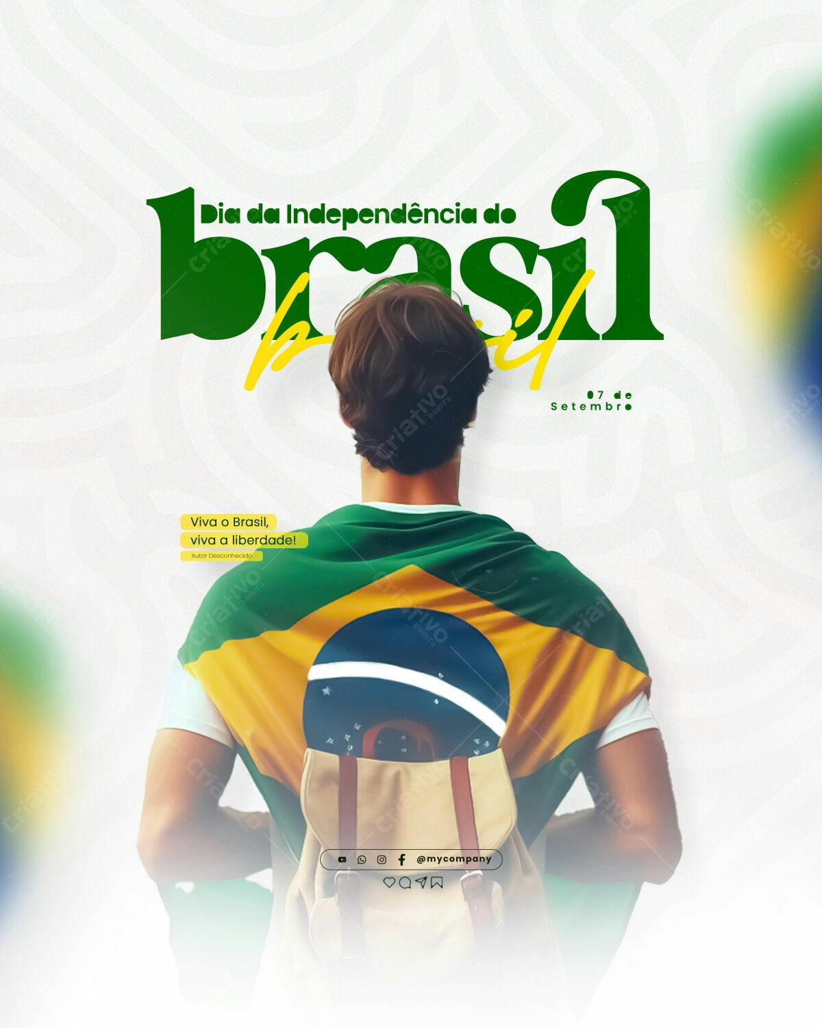 Flyer para o Dia da Independência do Brasil PSD Editável