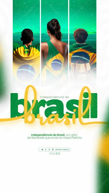 Dia da independência do brasil 07 de setembro social media feed psd editável e 2