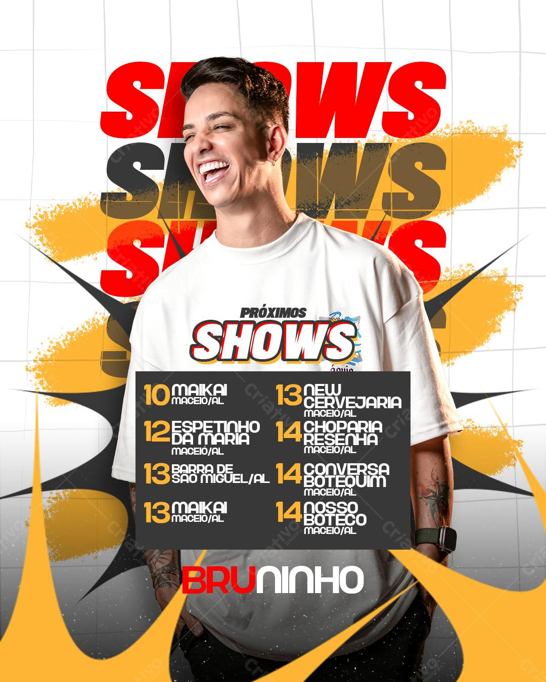 Flyer Shows Bruninho Maceió PSD Editável