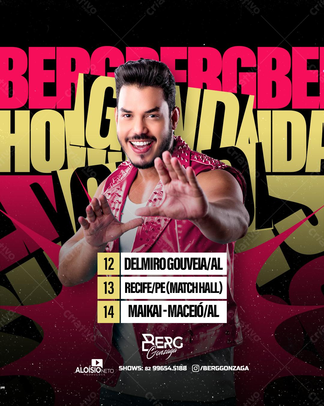 Flyer para Show de Berg Gonzaga PSD Editável
