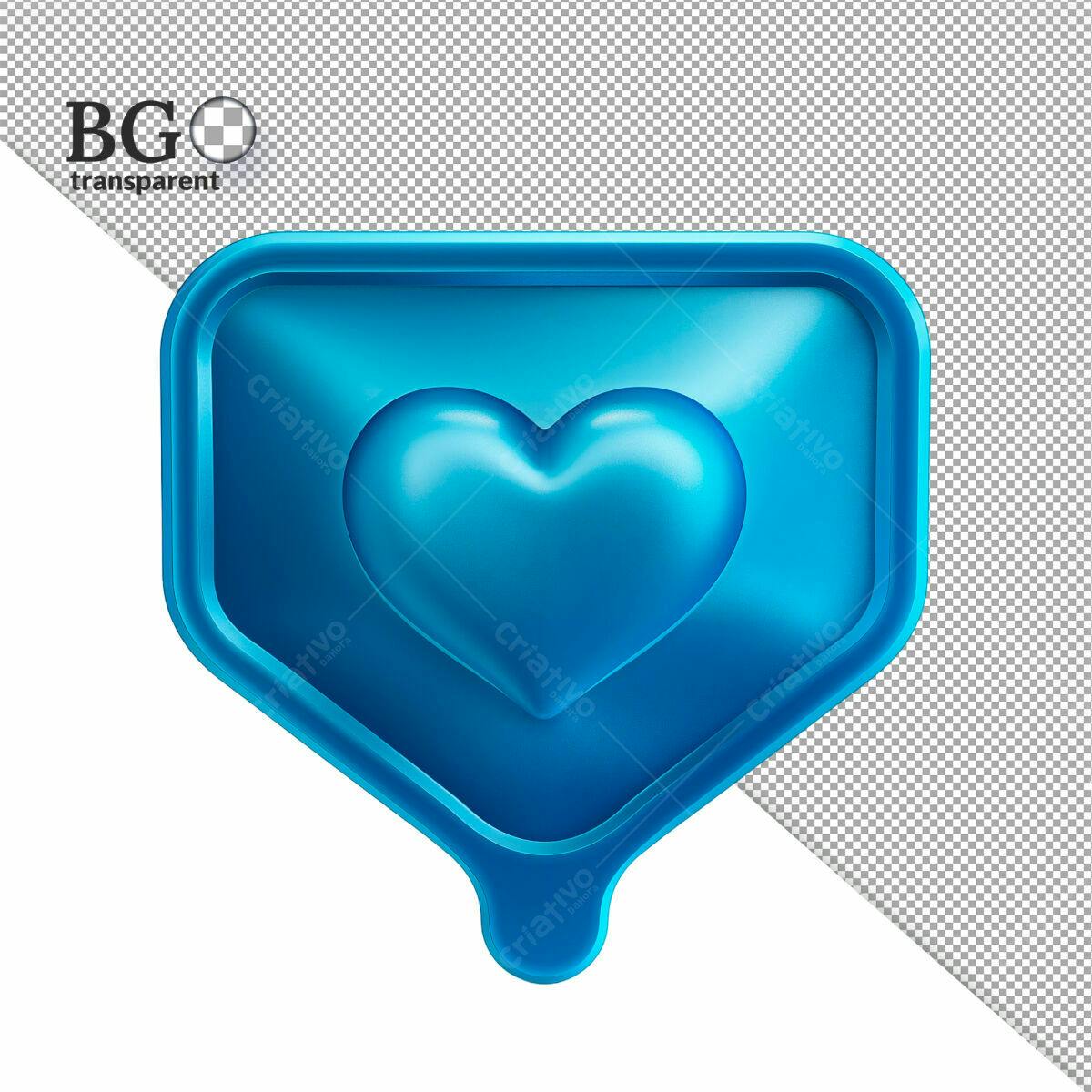 Ícone de Curtida Azul 3D PSD Editável