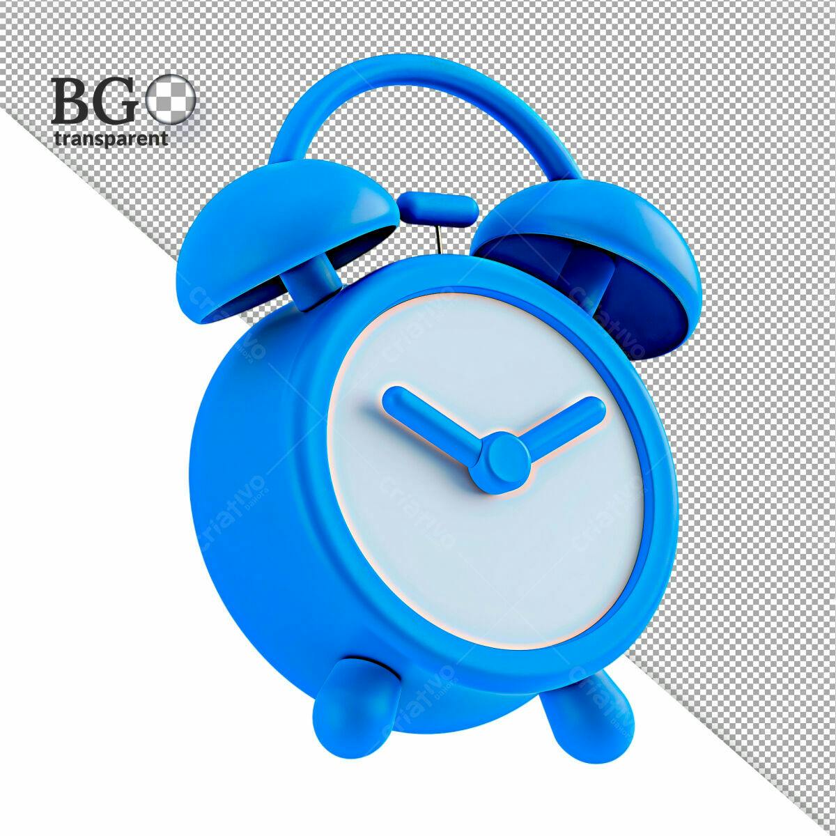 Despertador Azul 3D PSD Editável