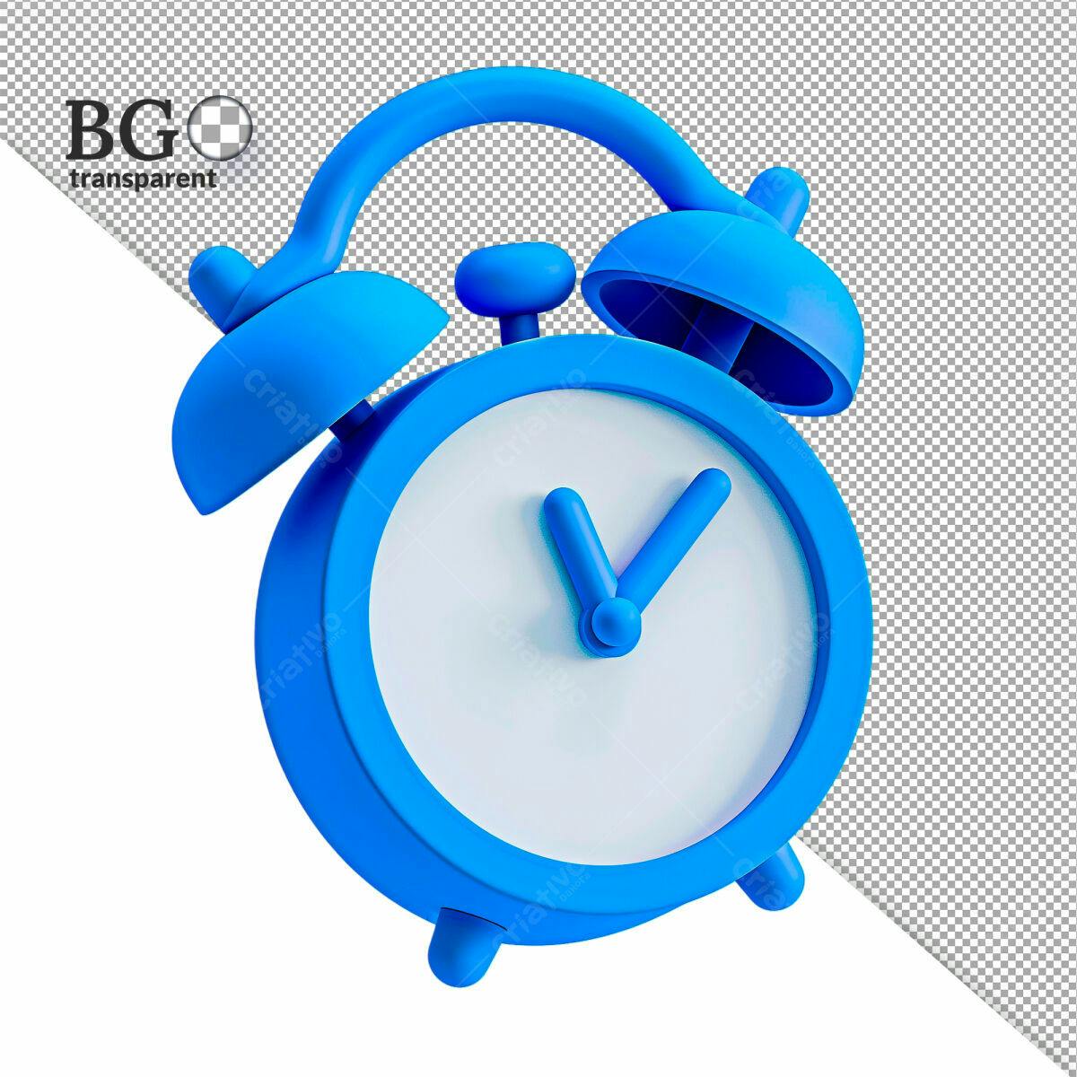 Ícone Relógio Despertador Azul PSD Editável