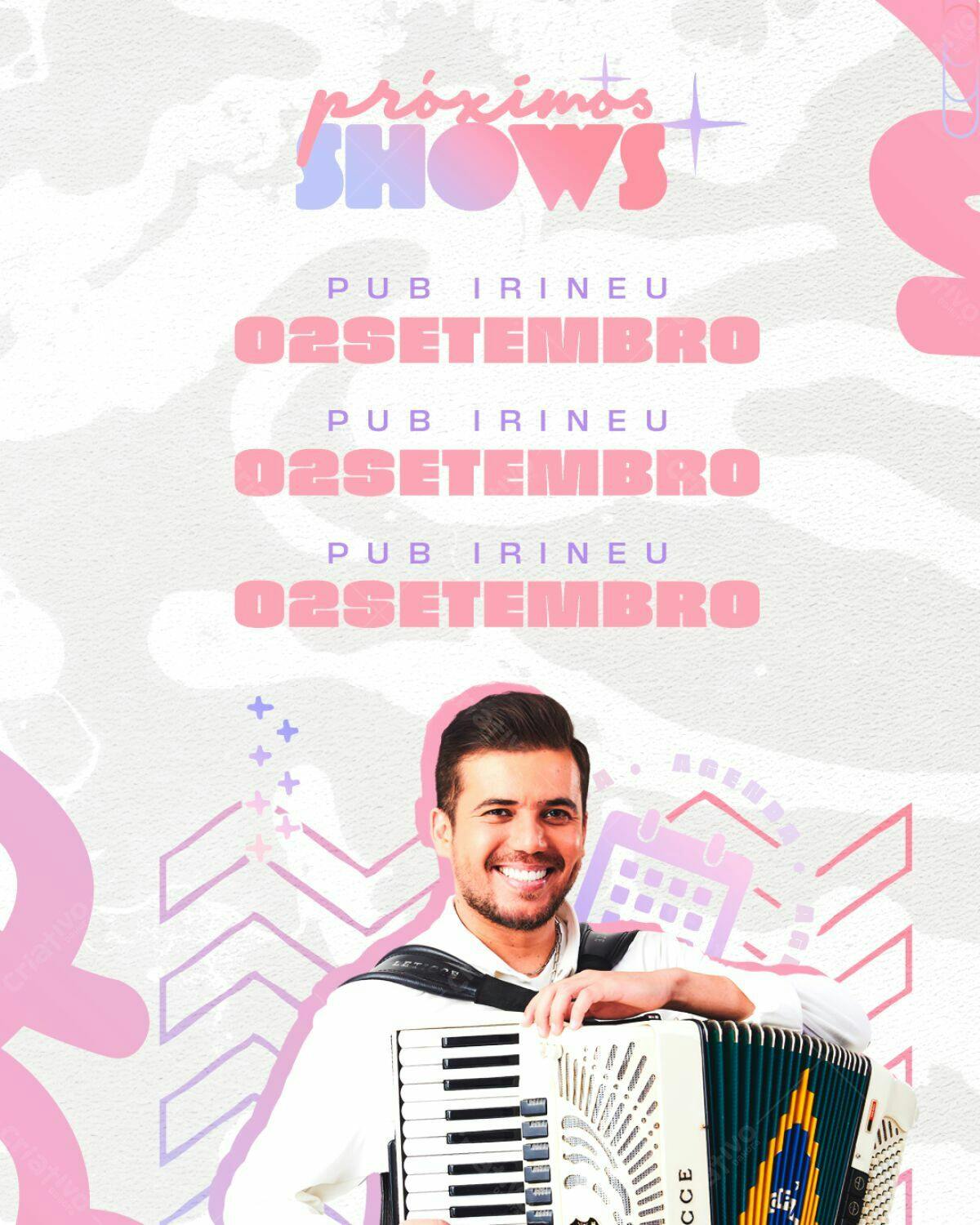 Flyer para Shows Musicais em Pub Irineu PSD Editável