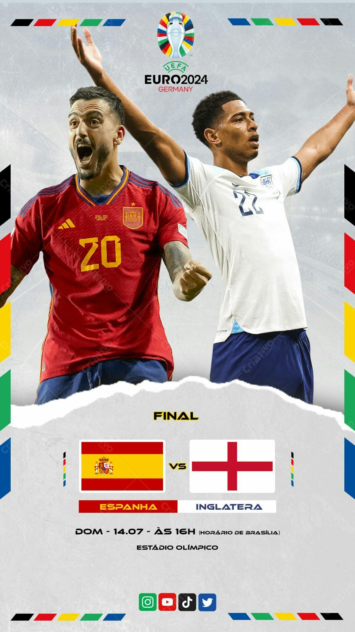 Flyer Final Espanha x Inglaterra EURO2024 PSD Editável