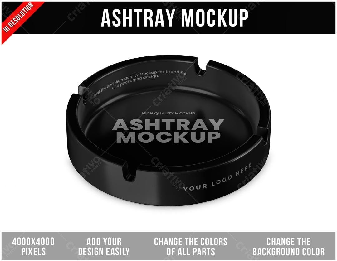 Mockup Realista de Cinzeiro Preto