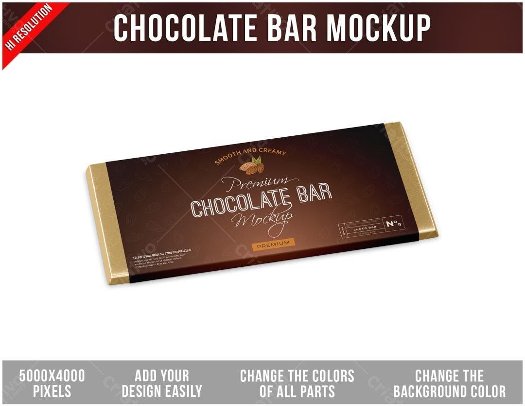 Mockup Realista de Barra de Chocolate Premium