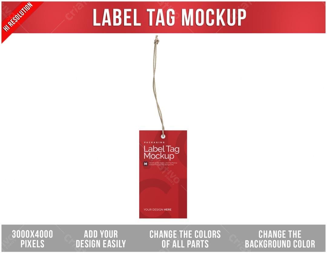 Mockup de Tag de Embalagem Vermelha Realista