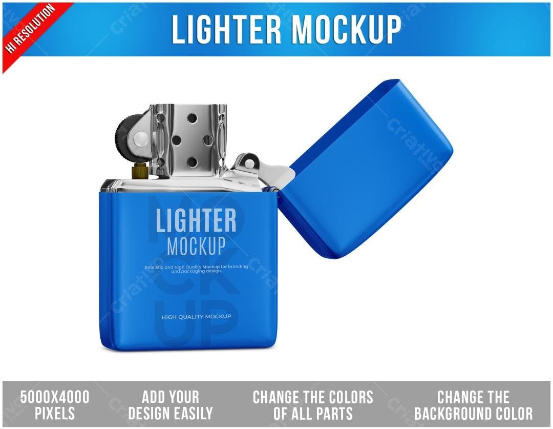 Mockup Isqueiro Azul Realista: Design de Embalagem