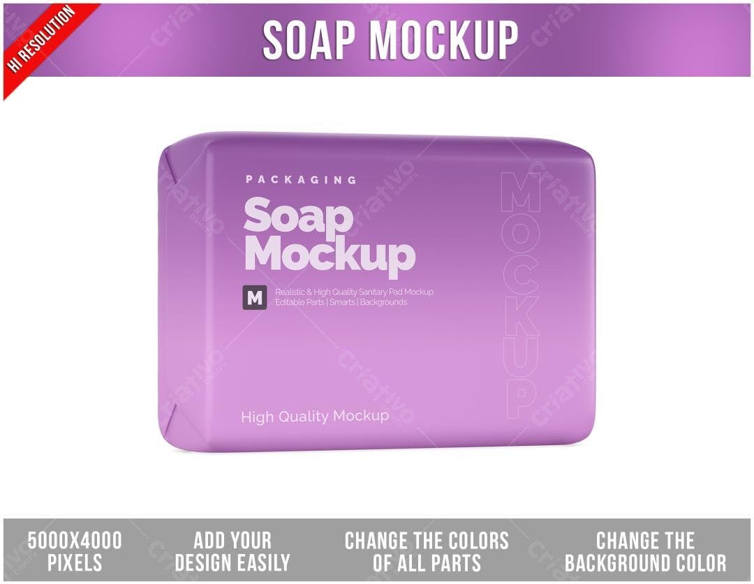 Mockup Realista de Embalagem de Sabonete Lilás