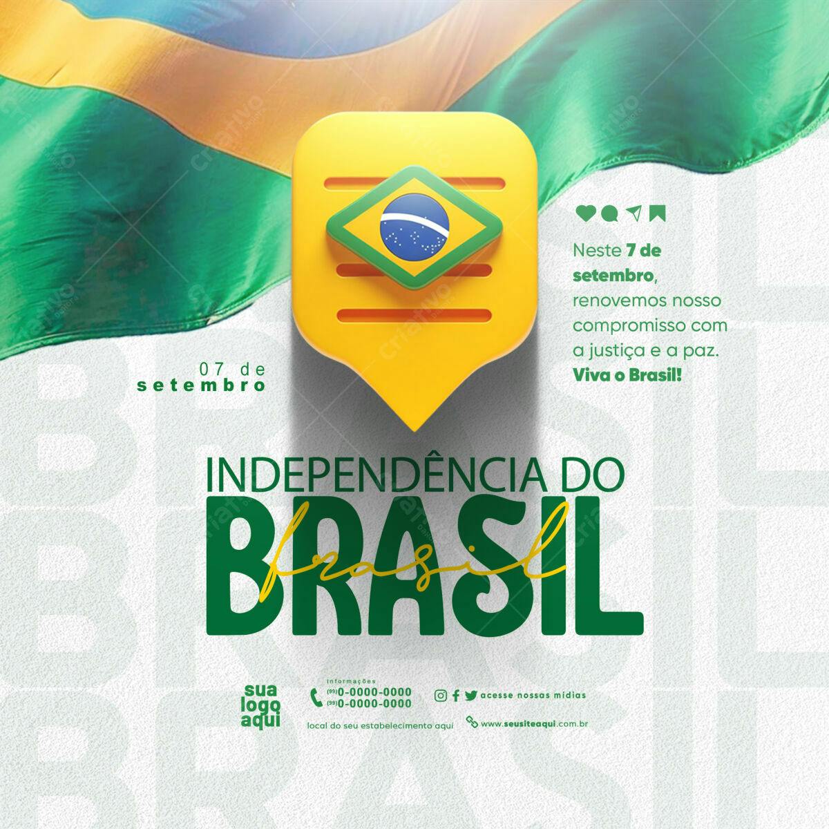 Flyer para Dia da Independência do Brasil PSD Editável