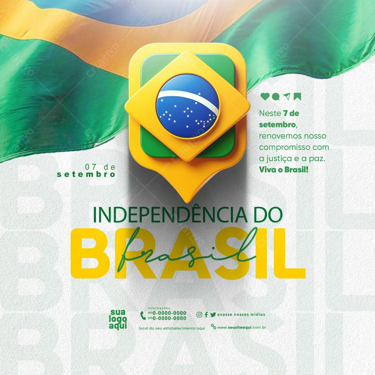 Flyer 7 de Setembro Independência do Brasil PSD Editável