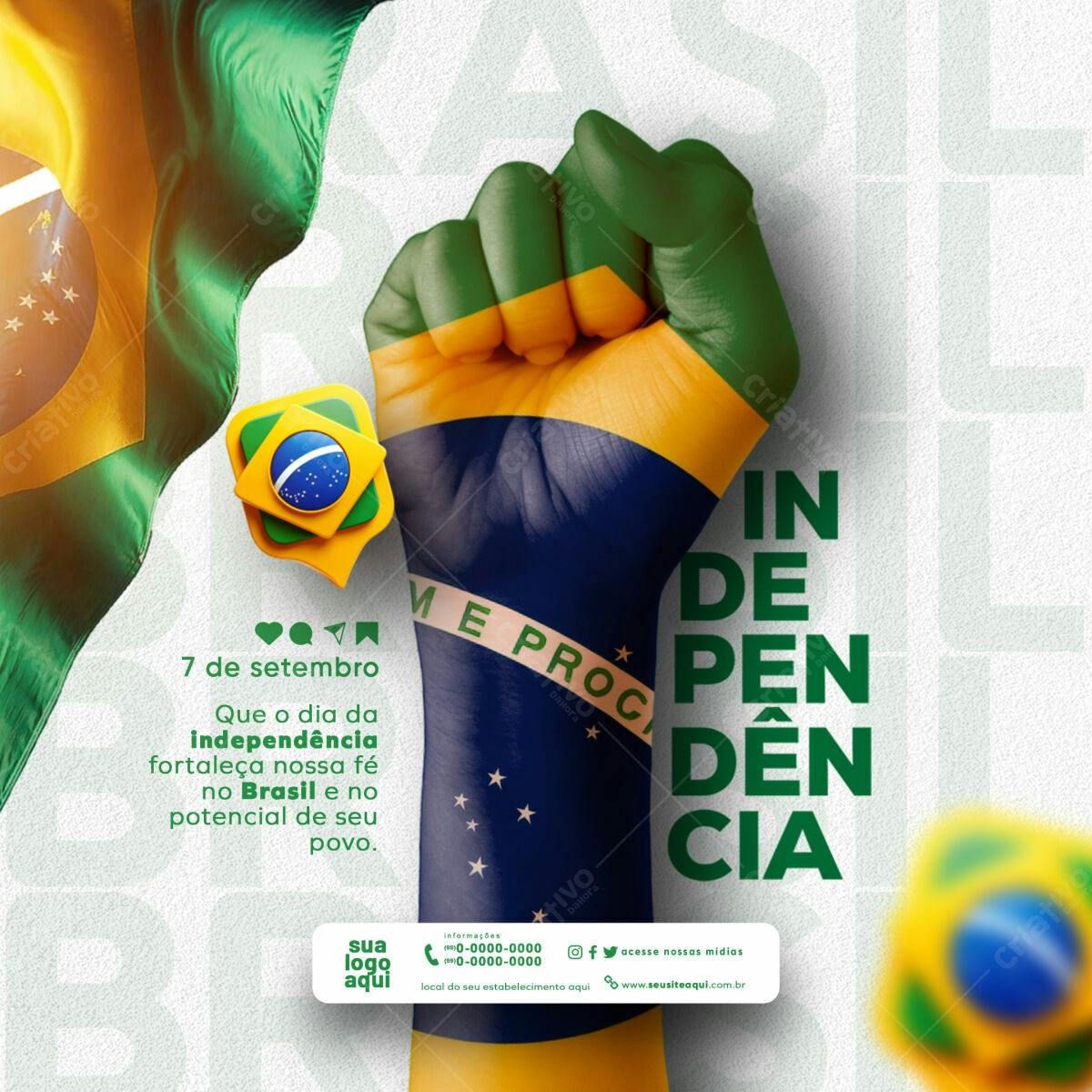 Post para o Dia da Independência PSD Editável