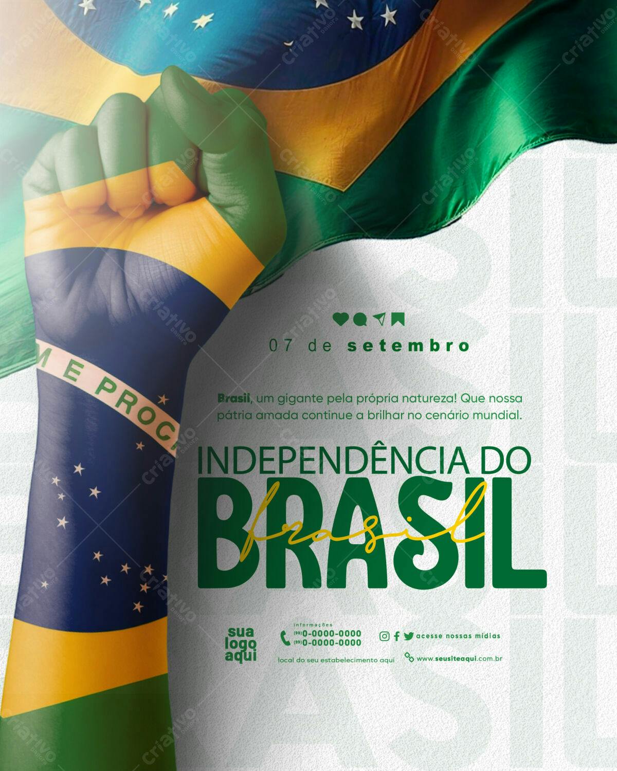Flyer 7 de Setembro Independência do Brasil PSD Editável
