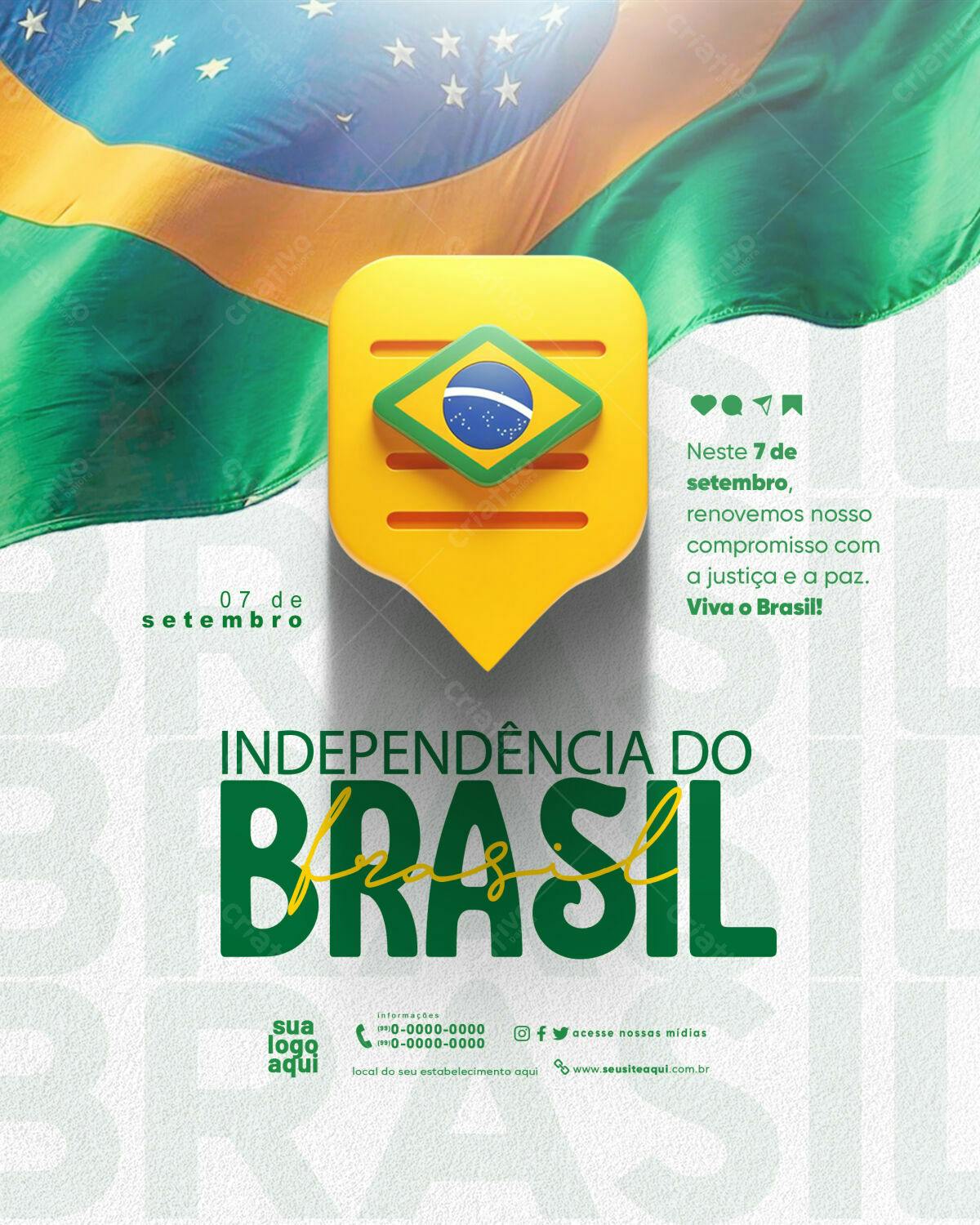 Flyer para o Dia da Independência do Brasil PSD Editável