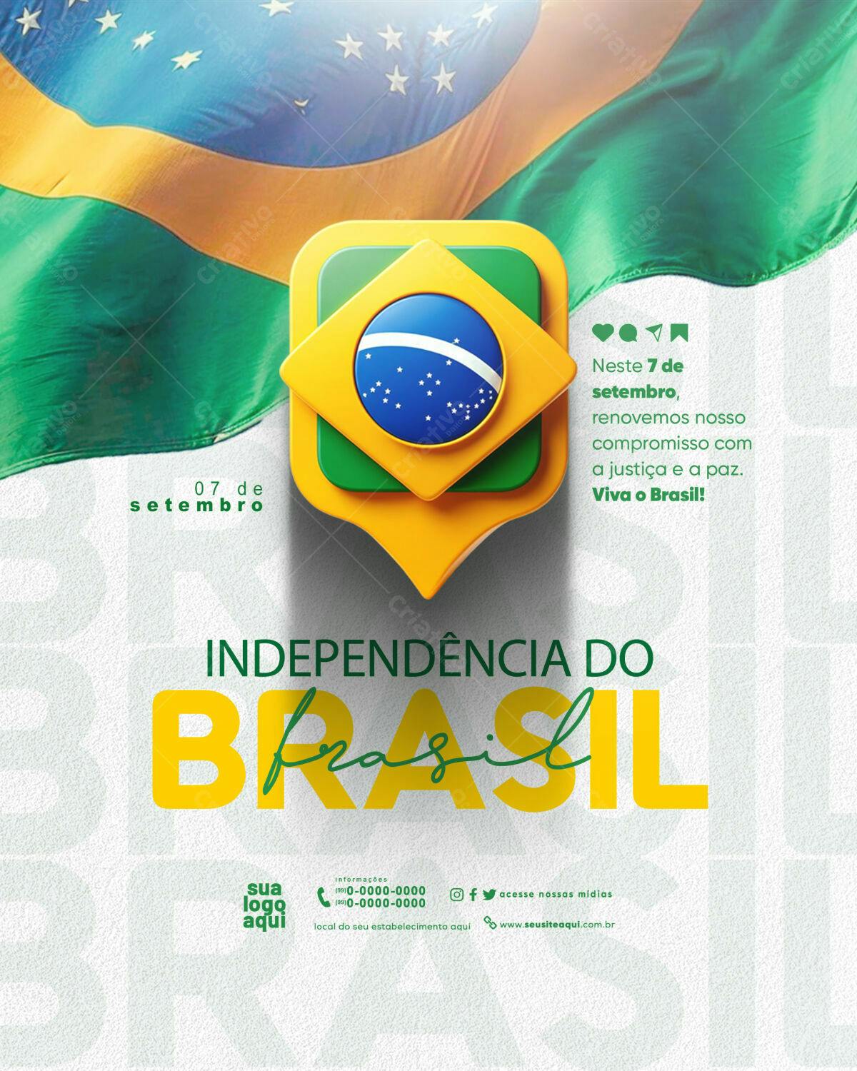 Flyer 7 de Setembro Independência do Brasil PSD Editável