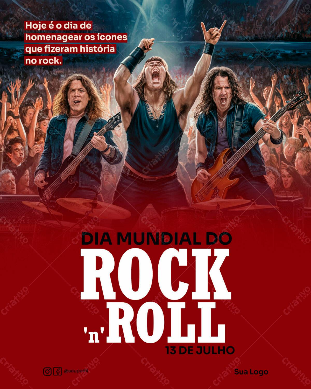 Flyer Dia Mundial do Rock n' Roll PSD Editável