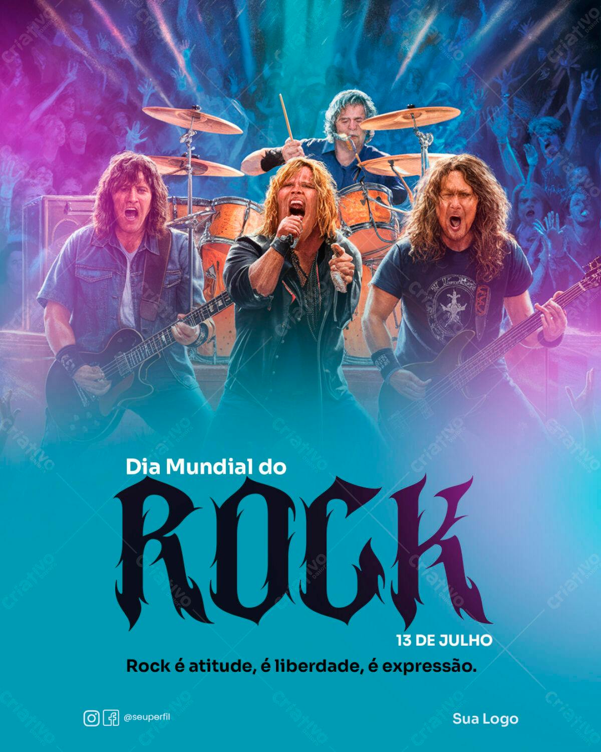 Flyer Dia Mundial do Rock PSD Editável