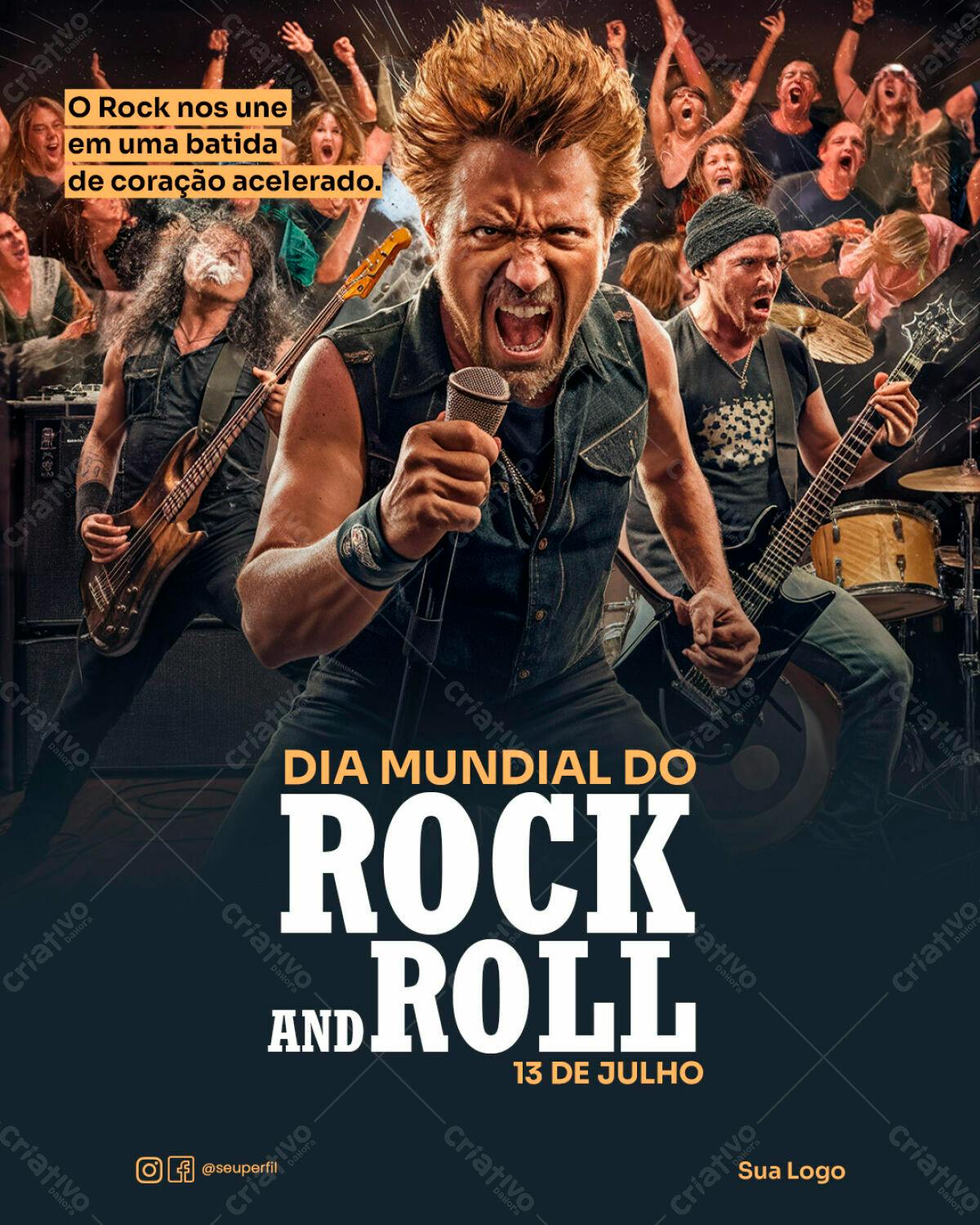 Flyer Dia Mundial do Rock and Roll PSD Editável