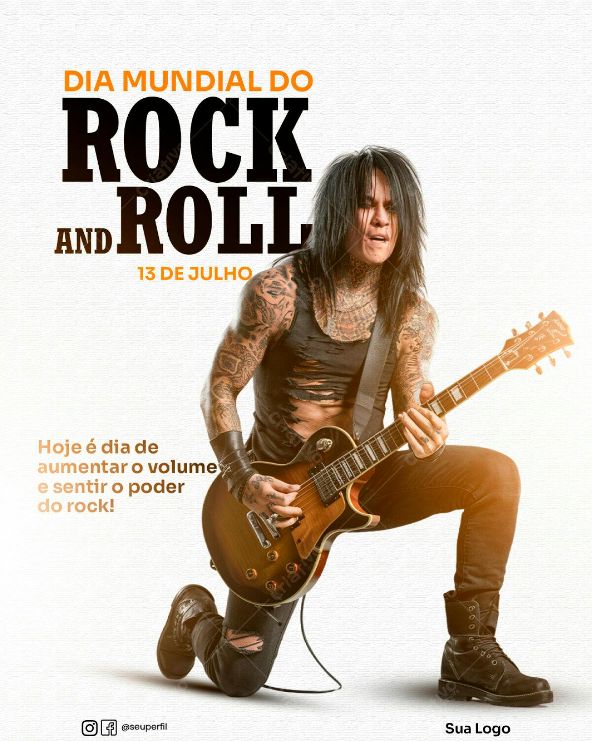 Flyer Dia Mundial do Rock and Roll PSD Editável