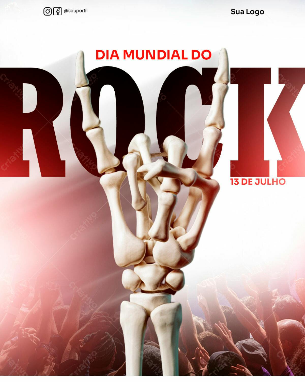 Flyer Dia Mundial do Rock PSD Editável