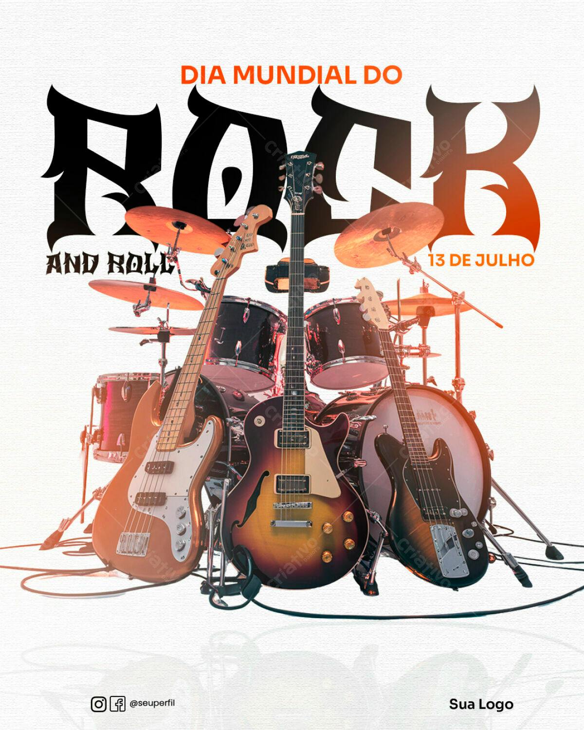 Flyer Dia Mundial do Rock PSD Editável