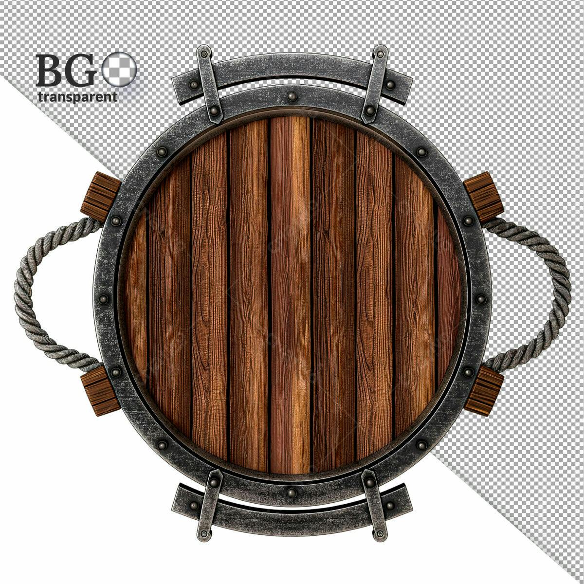 Moldura de Madeira Circular com Metal PSD Editável