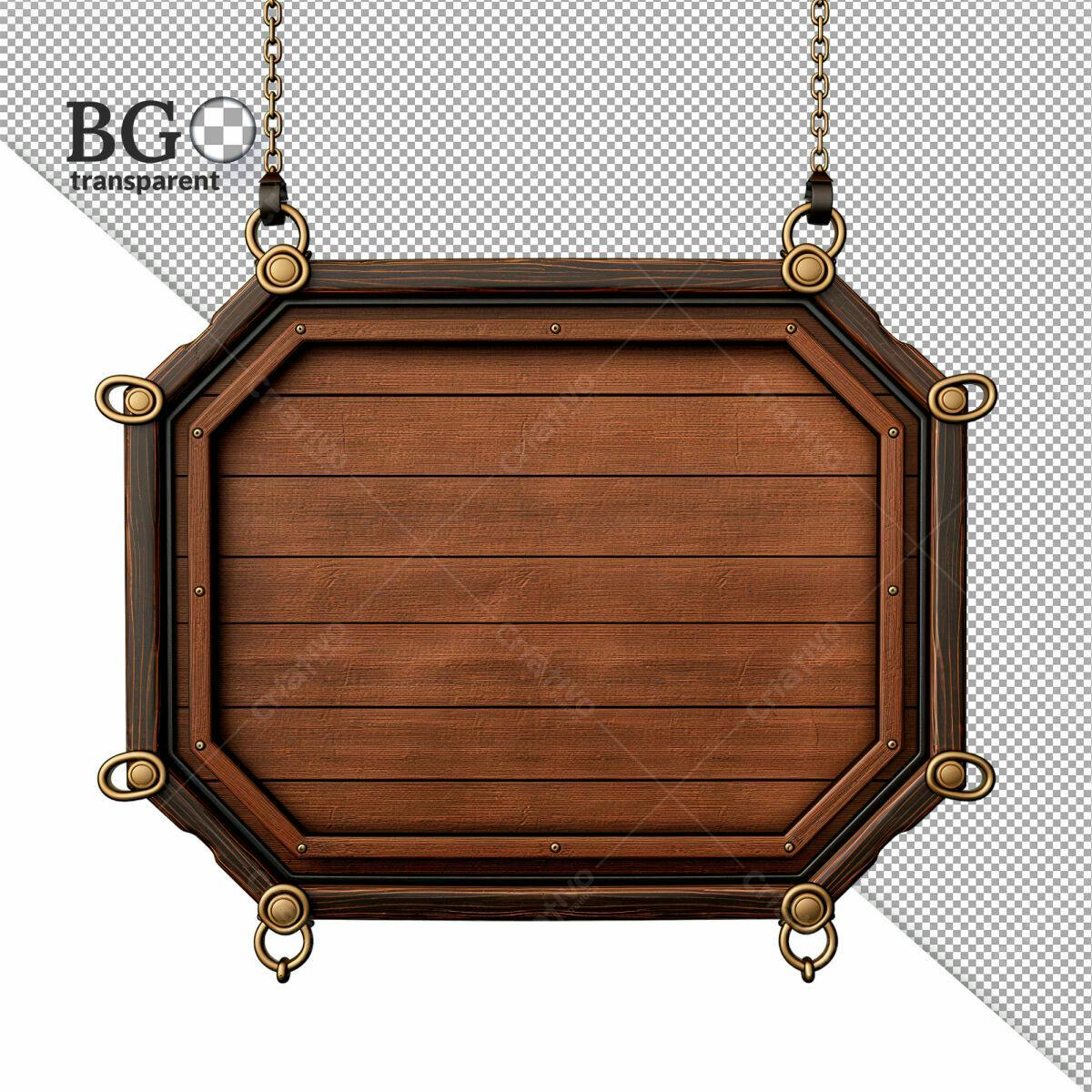 Placa de Madeira Suspensa PSD Editável
