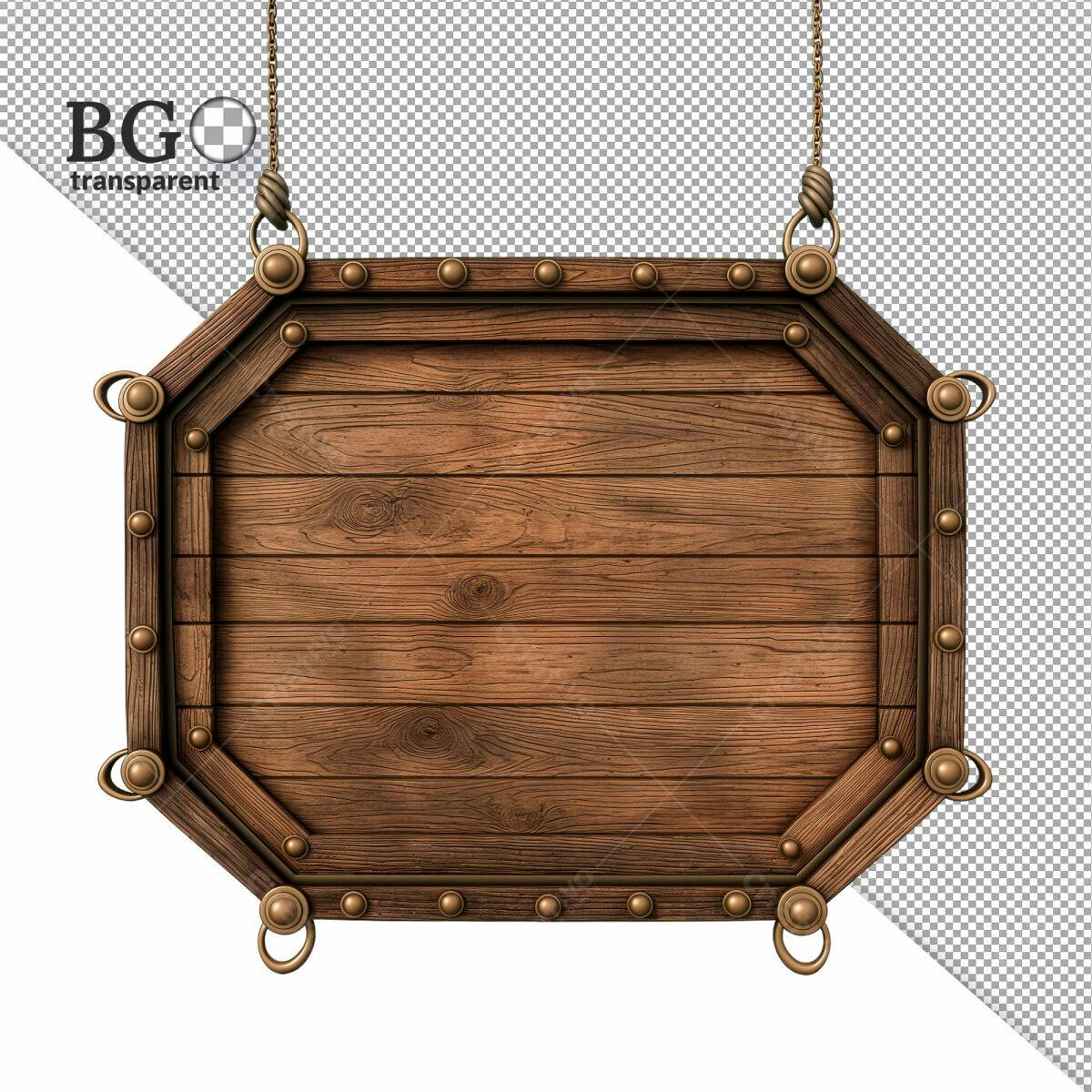 Placa de Madeira Suspensa PSD Editável