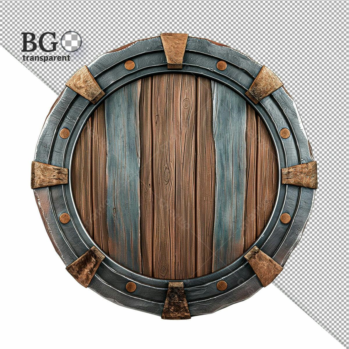 Escudo de Madeira Medieval PSD Editável