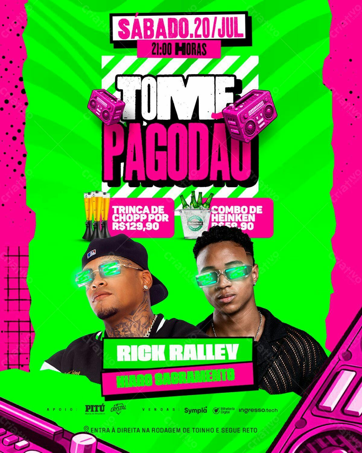Flyer para Pagode com Rick Raley e Marcos Sacramento PSD Editável