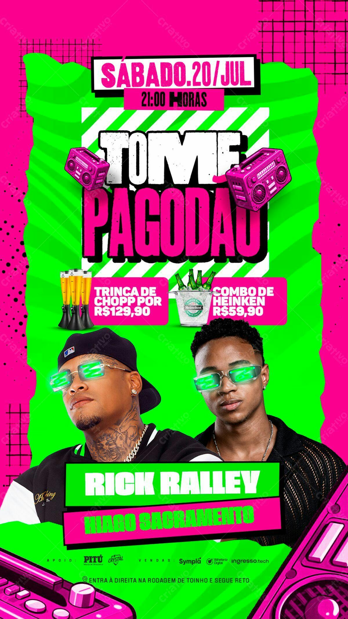 Flyer Festa Pagode com Rick Ralley e Hiago Sacramento PSD Editável