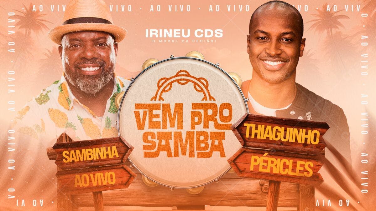 Flyer para Show de Samba com Thiaguinho e Sambinha PSD Editável
