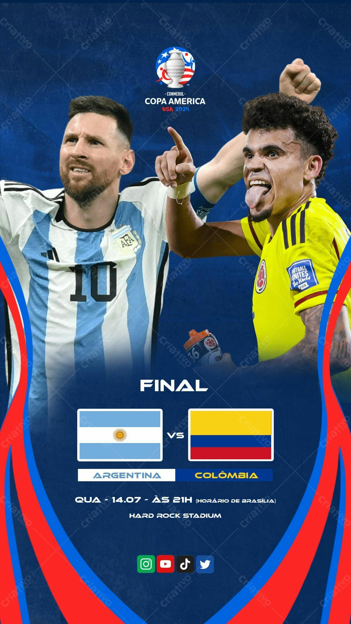 Flyer Final Copa América Argentina x Colômbia PSD Editável
