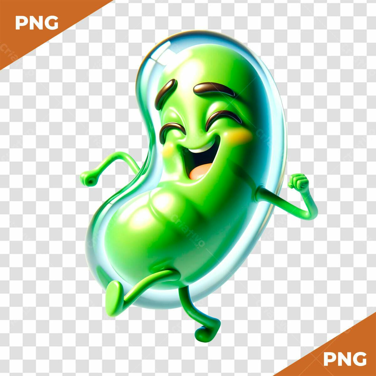 Personagem Cartoon Verde Divertido PSD Editável