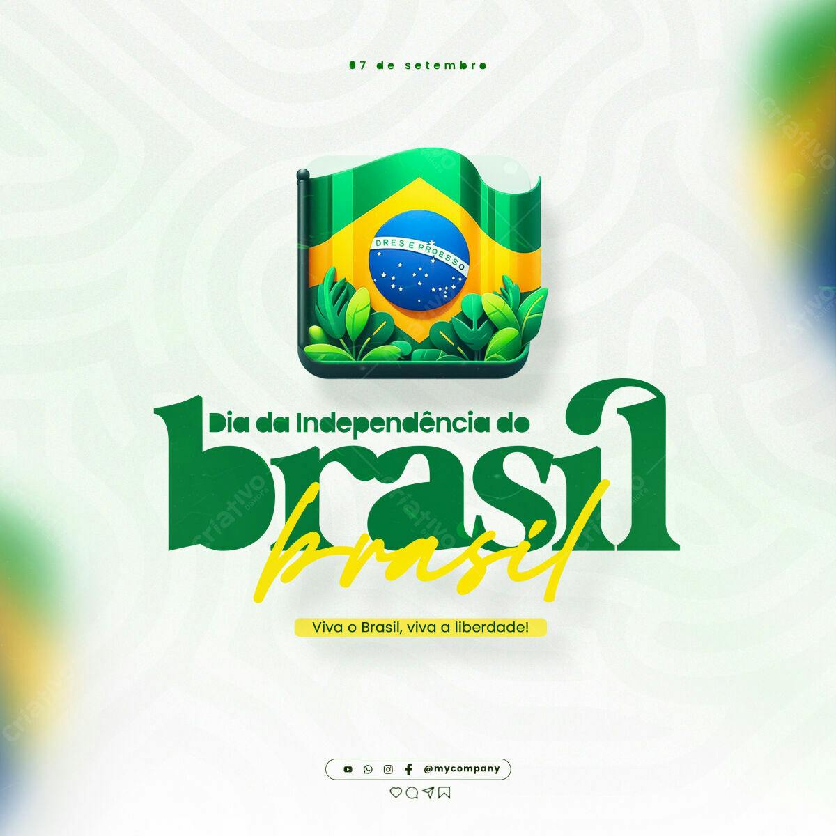 Flyer para o Dia da Independência do Brasil PSD Editável