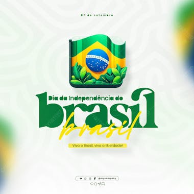 Dia da independência do brasil 07 de setembro social media feed psd editável i 2
