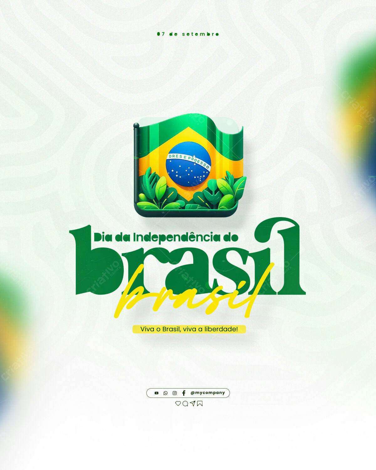 Flyer para Dia da Independência do Brasil PSD Editável