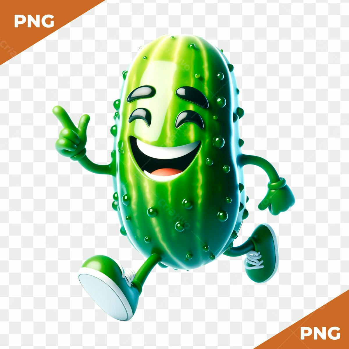 Personagem Pepino Divertido PSD Editável