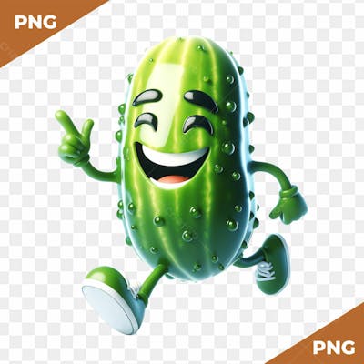 Elemento 3D Personagem De Pepino Alegre