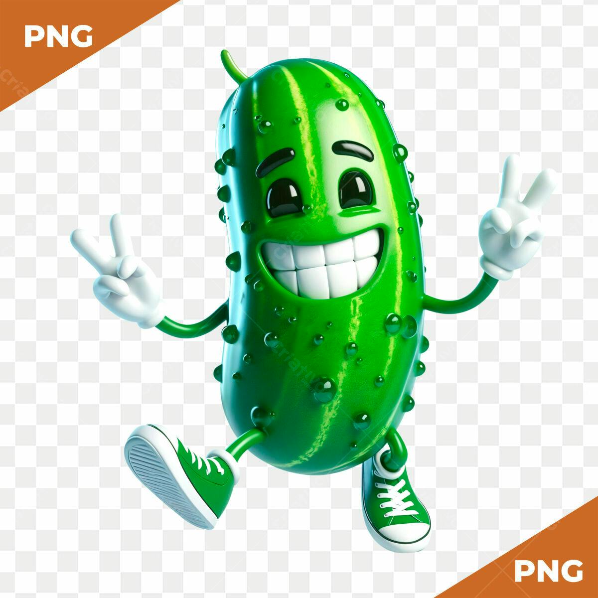Personagem Pepino Alegria PSD Editável