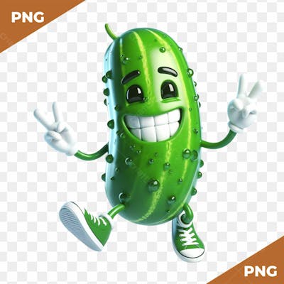 Elemento 3D Personagem De Pepino Alegre
