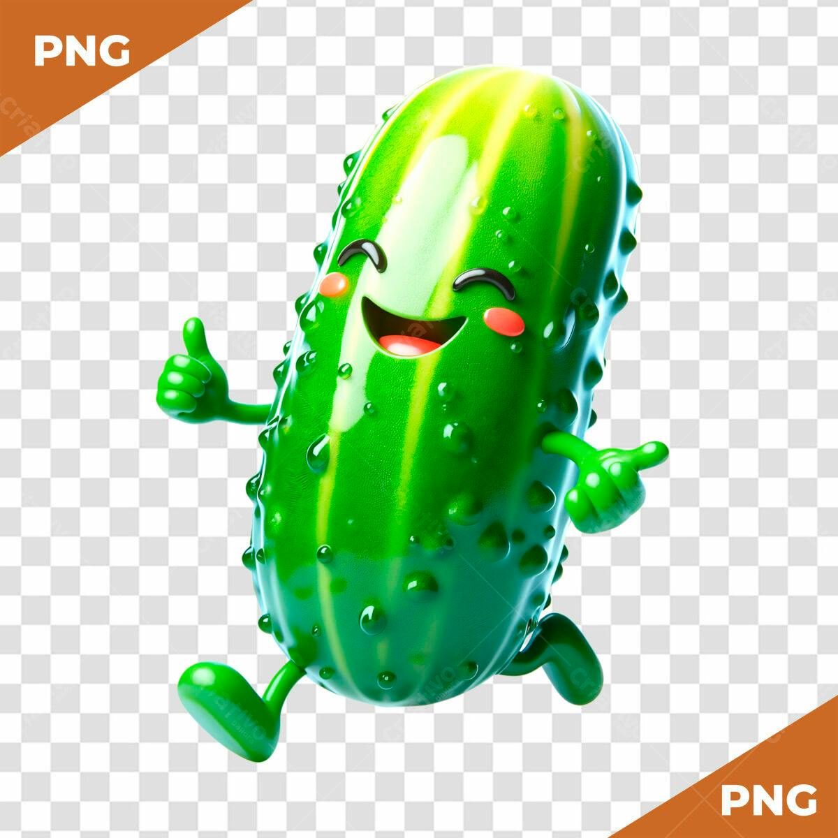 Personagem Pepino Alegre PSD Editável