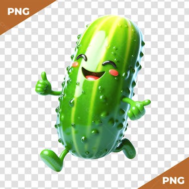 Elemento 3d personagem de pepino alegre