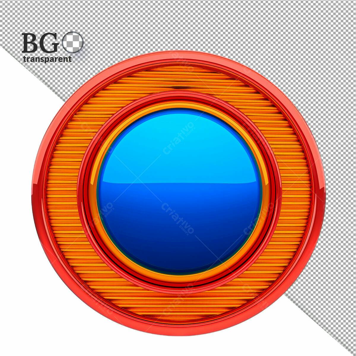 Botão Circular Vermelho e Azul PSD Editável