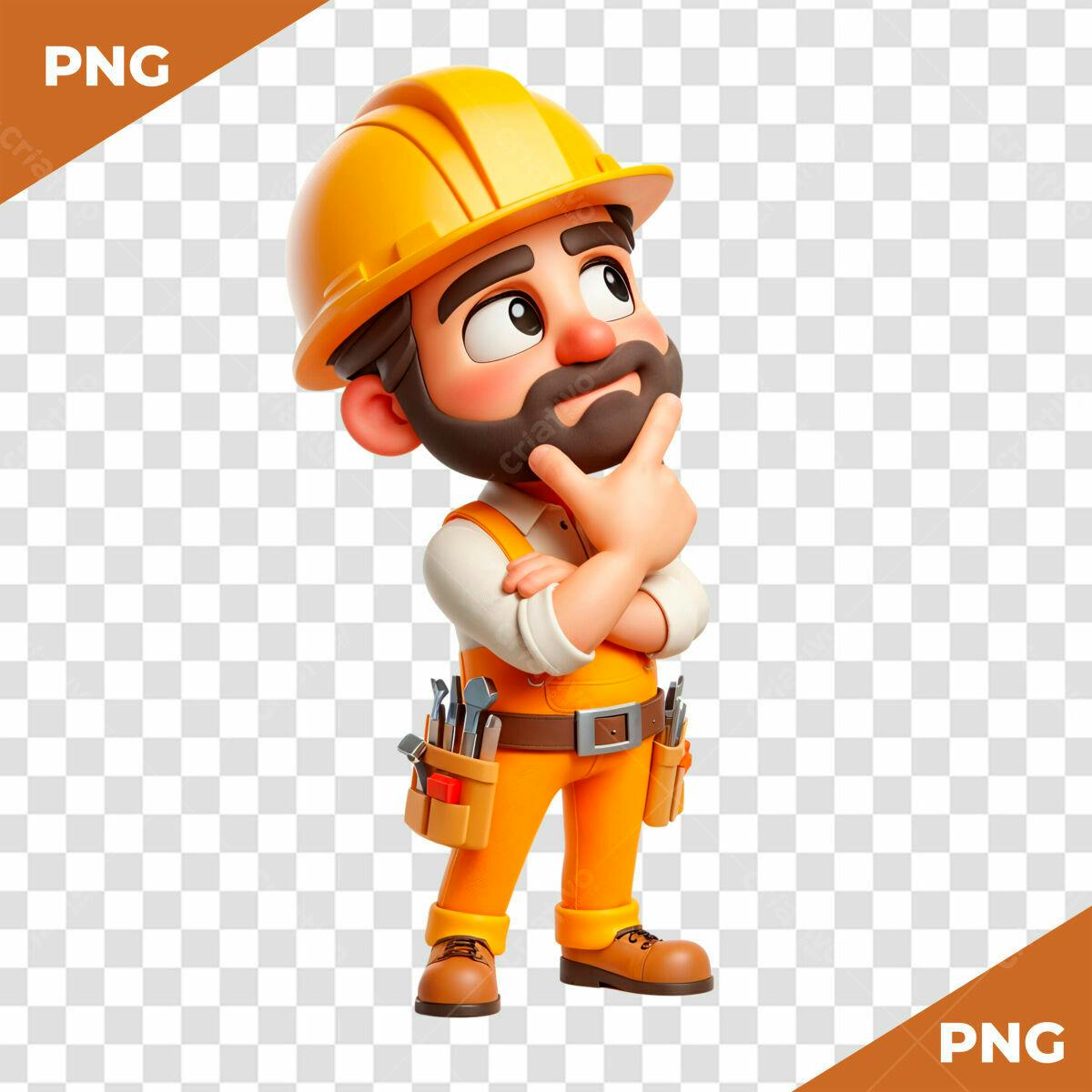 Personagem Cartoon Ilustração PSD para Construção