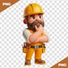 3d, man, with, beard, wearing, construction, outfit, and, mechanic.