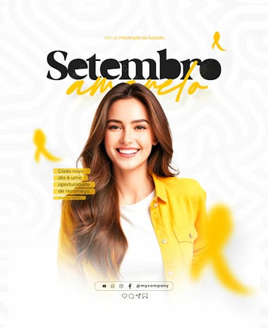 Setembro amarelo – mês de prevenção ao suicídio social media flyer psd editável e 1