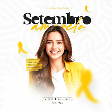 Setembro amarelo – mês de prevenção ao suicídio social media flyer psd editável e 2